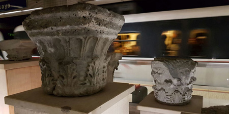Metro Izmir - ancient artifacts in the station Çankaya