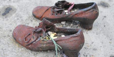 Monument against fascism - shoes on the bank of Danube