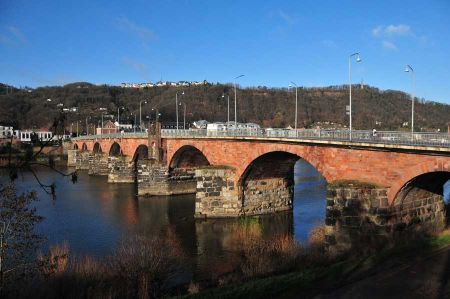 Imposing Roman bridge crossing the Moselle in Trier