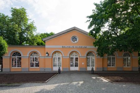 Architecture Bauhaus Museum with ladder to heaven
