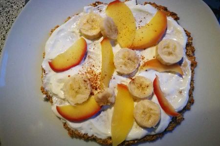 Pear syrup - and a fruit pizza for breakfast made with it!