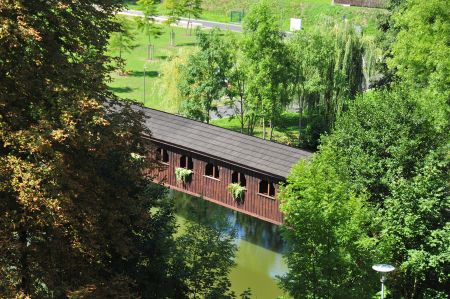 Cheb in Czech Republic - Covered bridge crossing the Eger