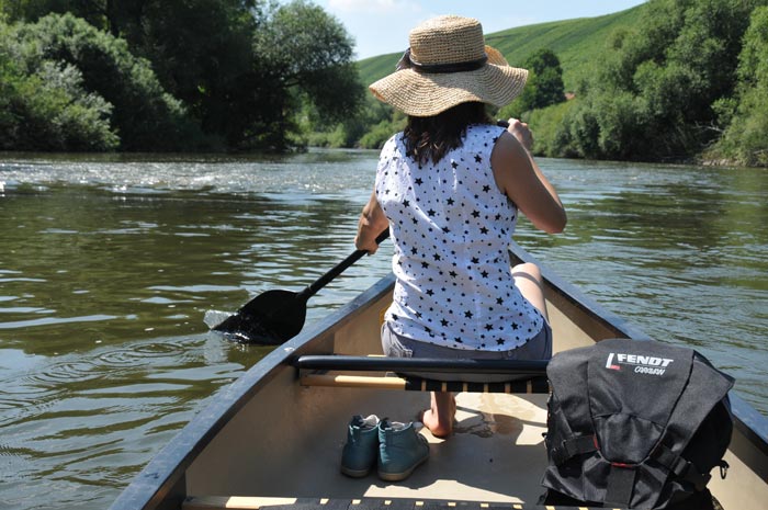 Canoe Trip Along the River Main and Blue Sky of Germany