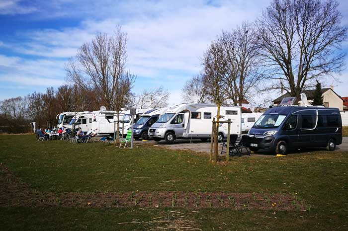 Spring is approaching - first camper arrived along Main river