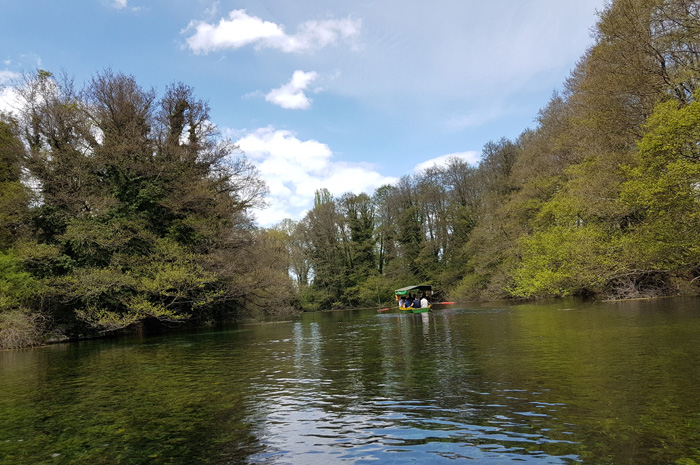 Relaxing boat trip on the spring lake near Sveti Naum