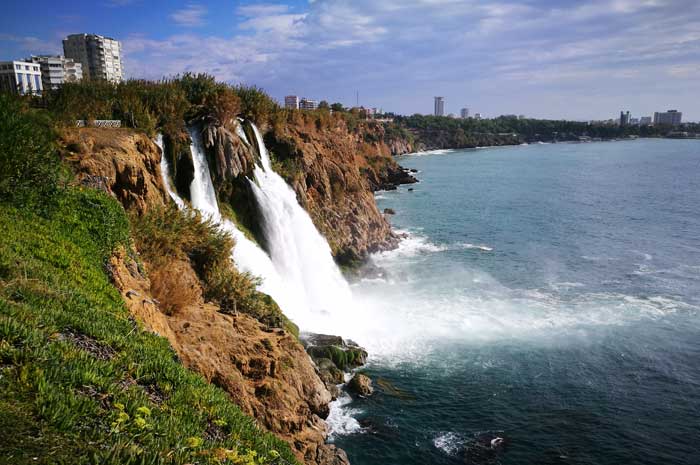 Düden waterfall on the cliffs of Antalya