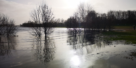 Flooding on the Weser river - a walk in the storm