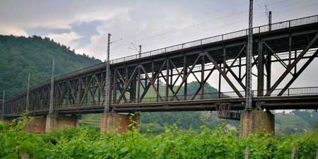 Crossing the Moselle using the double-decker bridge Alf-Bullay