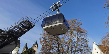 Koblenz cable car with a view of the Ehrenbreitstein Fortress