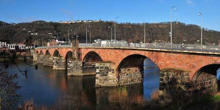 Imposing Roman bridge crossing the Moselle in Trier