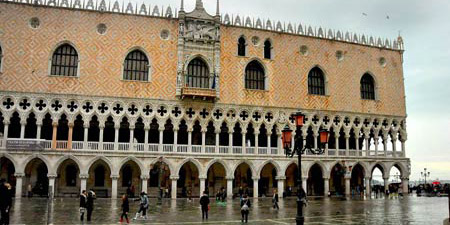 Venice - tidal range causes high tide at St. Mark's Square