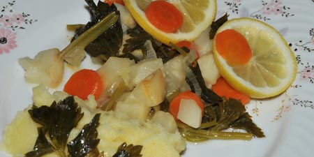 Selleriegemüse mit Zitrone in Olivenöl