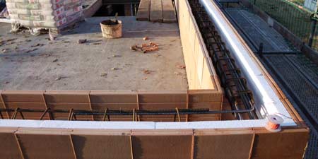 Ringbalken und Dachkonstruktion