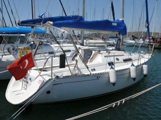 Sailing along Izmir coastline with friend