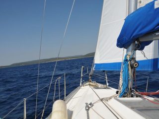 Sailing along Izmir coastline with friend