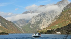 Crossing Lake Koman by car ferry