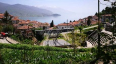 Driving along the lake shore Struga to Ohrid