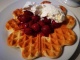 Ania's fast waffle recipe - with cherries and cream