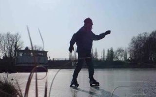 Ice skating on Rhine-Rhone Canal with Patrick